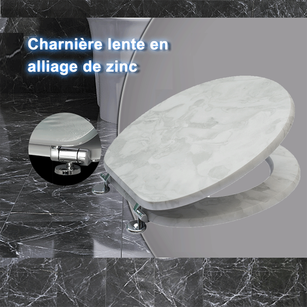 SINOBATH MDF-Holzkern, WC-Sitz Toilettensitz mit Absenkautomatik, Softclose-Scharnier（S28）