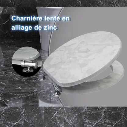 SINOBATH MDF-Holzkern, WC-Sitz Toilettensitz mit Absenkautomatik, Softclose-Scharnier（S28）