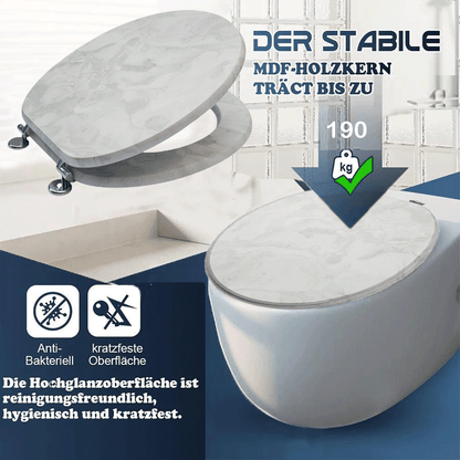 SINOBATH MDF-Holzkern, WC-Sitz Toilettensitz mit Absenkautomatik, Softclose-Scharnier（S28）