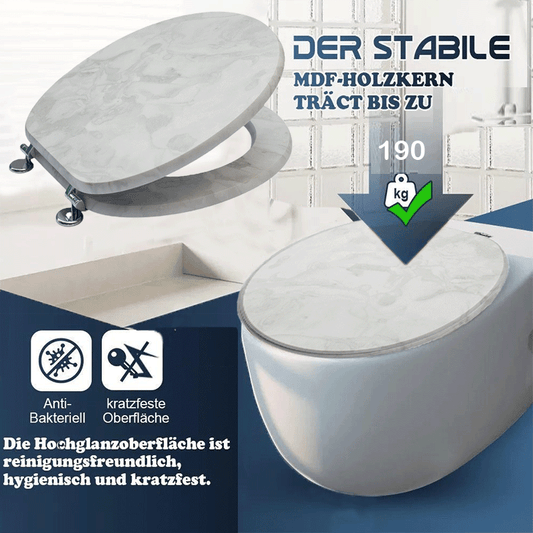 SINOBATH MDF-Holzkern, WC-Sitz Toilettensitz mit Absenkautomatik, Softclose-Scharnier（S28）