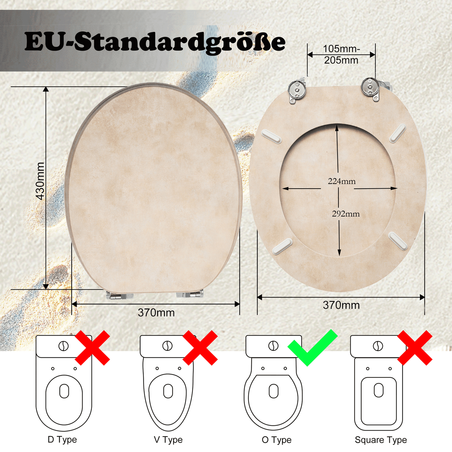 SINOBATH MDF-Holzkern, WC-Sitz Toilettensitz mit Absenkautomatik, Softclose-Scharnier(S39)