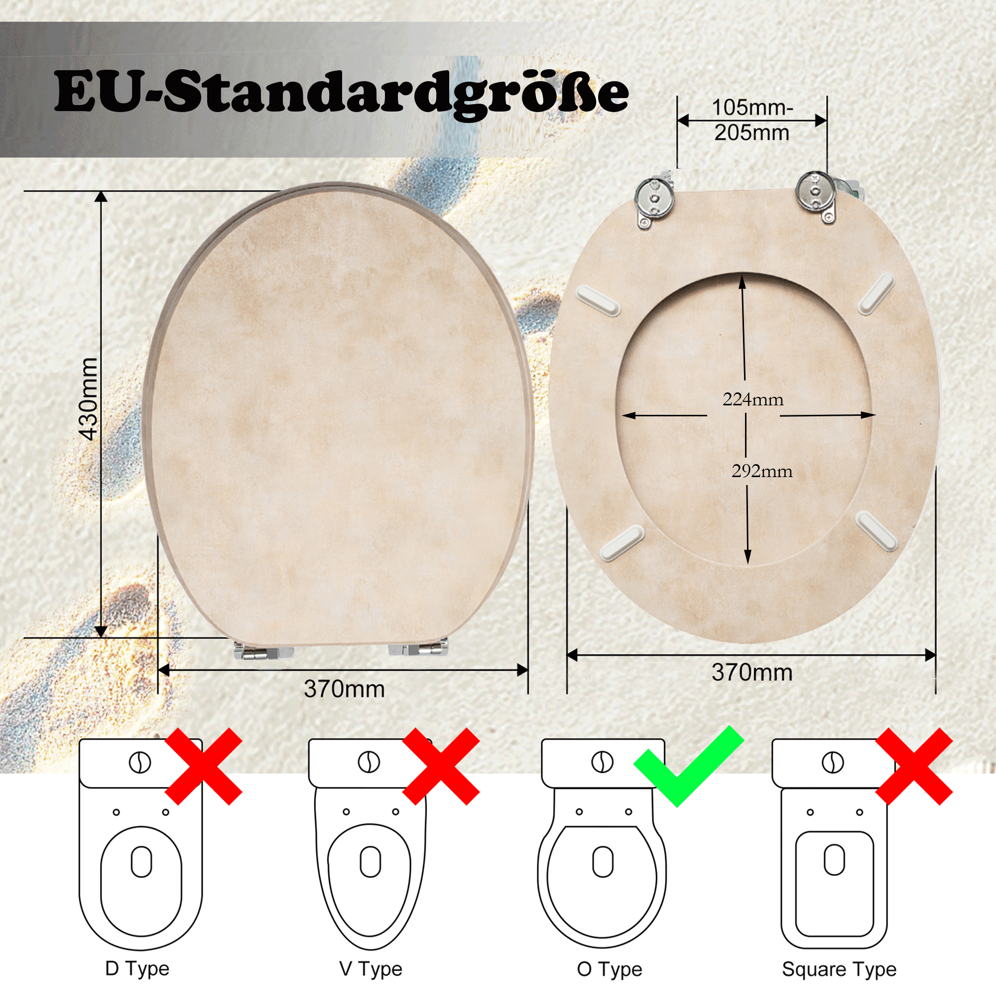 SINOBATH MDF-Holzkern, WC-Sitz Toilettensitz mit Absenkautomatik, Softclose-Scharnier(S39)
