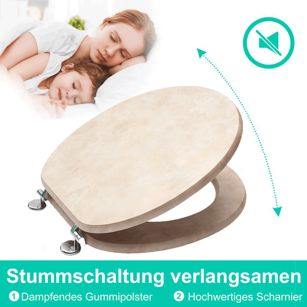 SINOBATH MDF-Holzkern, WC-Sitz Toilettensitz mit Absenkautomatik, Softclose-Scharnier(S39)