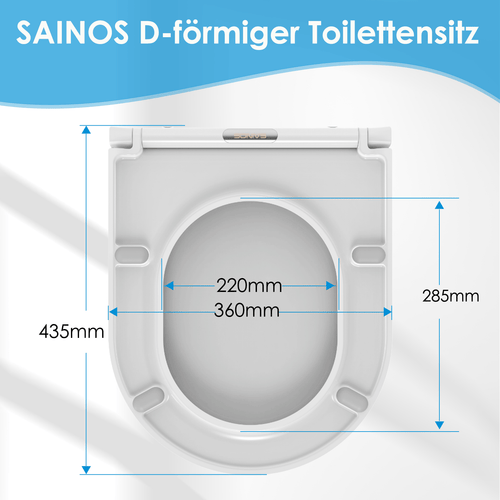SAINOS O-förmiger Premium-Duroplast Toilettensitz Toilettendeckel, WC Sitz mit Absenkautomatik, Quick-Release Funktion für einfach Reinigung, O Form Weiß Toilettensitz mit Verstellbaren Scharnieren（SU046-W)