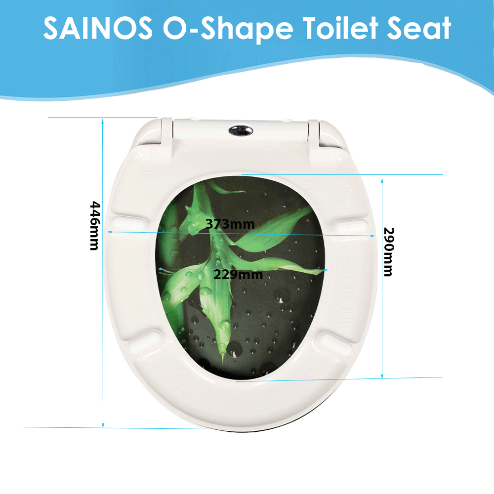 SAINOS O-förmiger Premium-Duroplast Toilettensitz Toilettendeckel, WC Sitz mit Absenkautomatik, Quick-Release Funktion für einfach Reinigung, O Form Weiß Toilettensitz mit Verstellbaren Scharnieren(UF12-187)