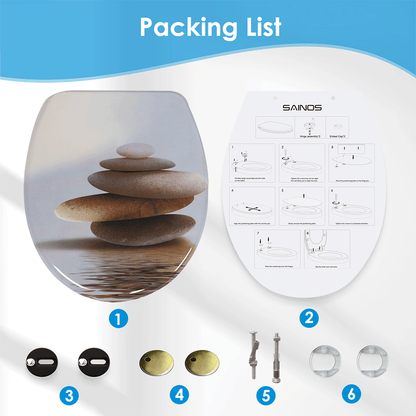 SINOBATH Duroplast WC-Sitz O-Form, Stein-Optik Absenkautomatik — UF12-193