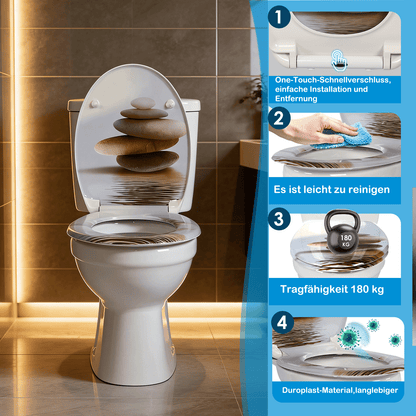 SINOBATH Duroplast WC-Sitz O-Form, Stein-Optik Absenkautomatik — UF12-193