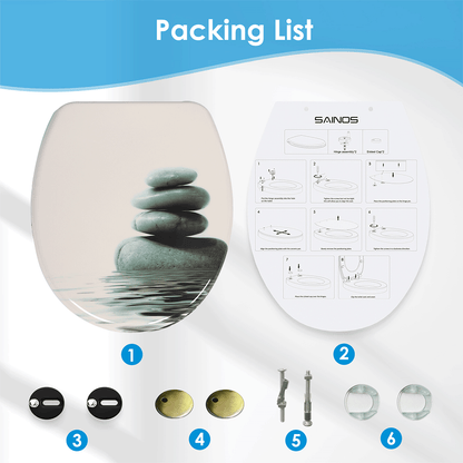 SINOBATH Duroplast WC-Sitz O-Form, Stein-Optik Absenkautomatik — UF12-194