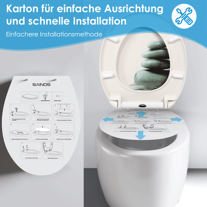 SINOBATH Duroplast WC-Sitz O-Form, Stein-Optik Absenkautomatik — UF12-194
