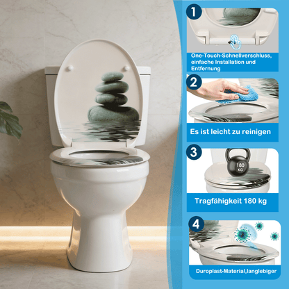 SINOBATH Duroplast WC-Sitz O-Form, Stein-Optik Absenkautomatik — UF12-194