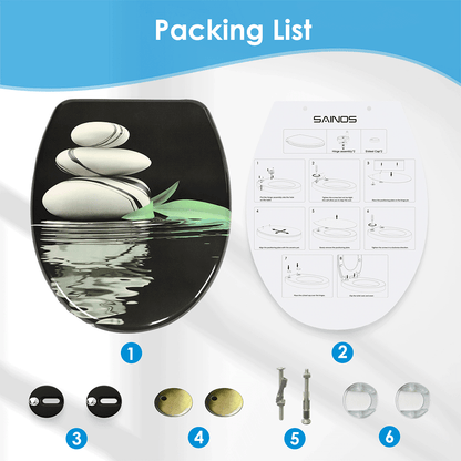 SINOBATH Duroplast WC-Sitz O-Form, Stein-Optik Absenkautomatik — UF12-222