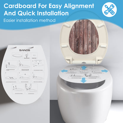 SINOBATH Duroplast WC-Sitz O-Form Marmor-Optik Absenkautomatik — UF12-235