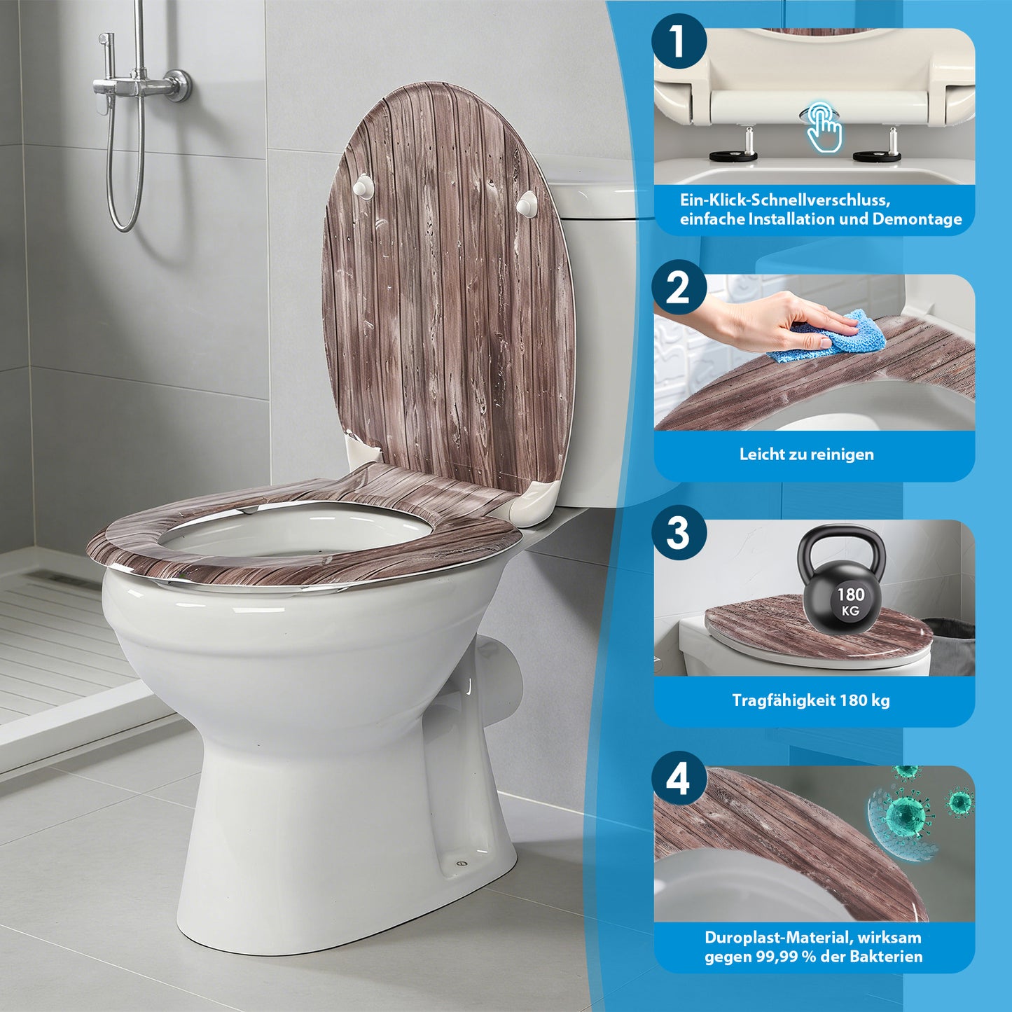 SINOBATH Duroplast WC-Sitz O-Form Marmor-Optik Absenkautomatik — UF12-235