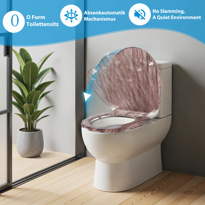 SINOBATH Duroplast WC-Sitz O-Form Marmor-Optik Absenkautomatik — UF12-235