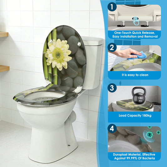 SINOBATH Duroplast WC-Sitz O-Form Blume-Optik Absenkautomatik — UF12-240