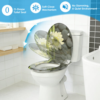 SINOBATH Duroplast WC-Sitz O-Form Blume-Optik Absenkautomatik — UF12-240
