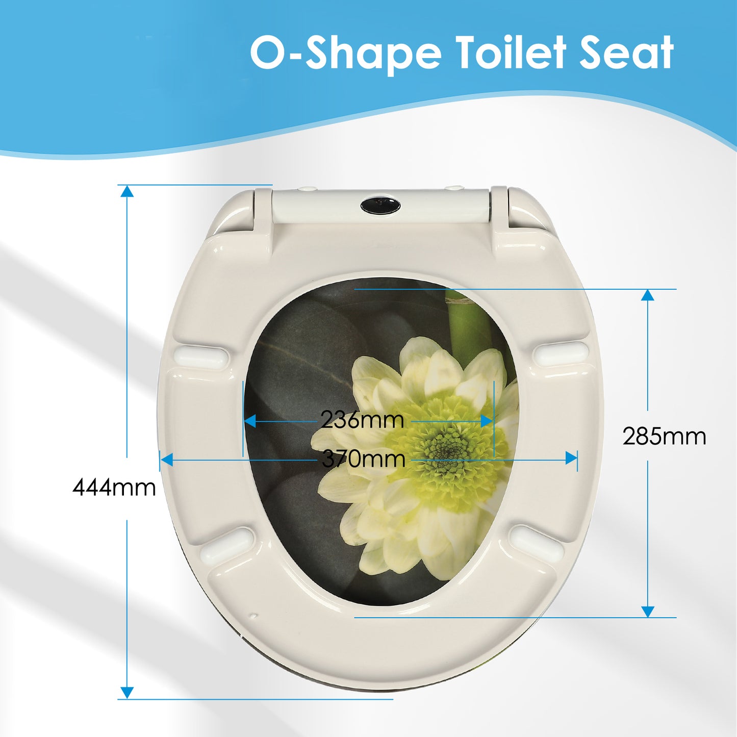 SINOBATH Duroplast WC-Sitz O-Form Blume-Optik Absenkautomatik — UF12-240