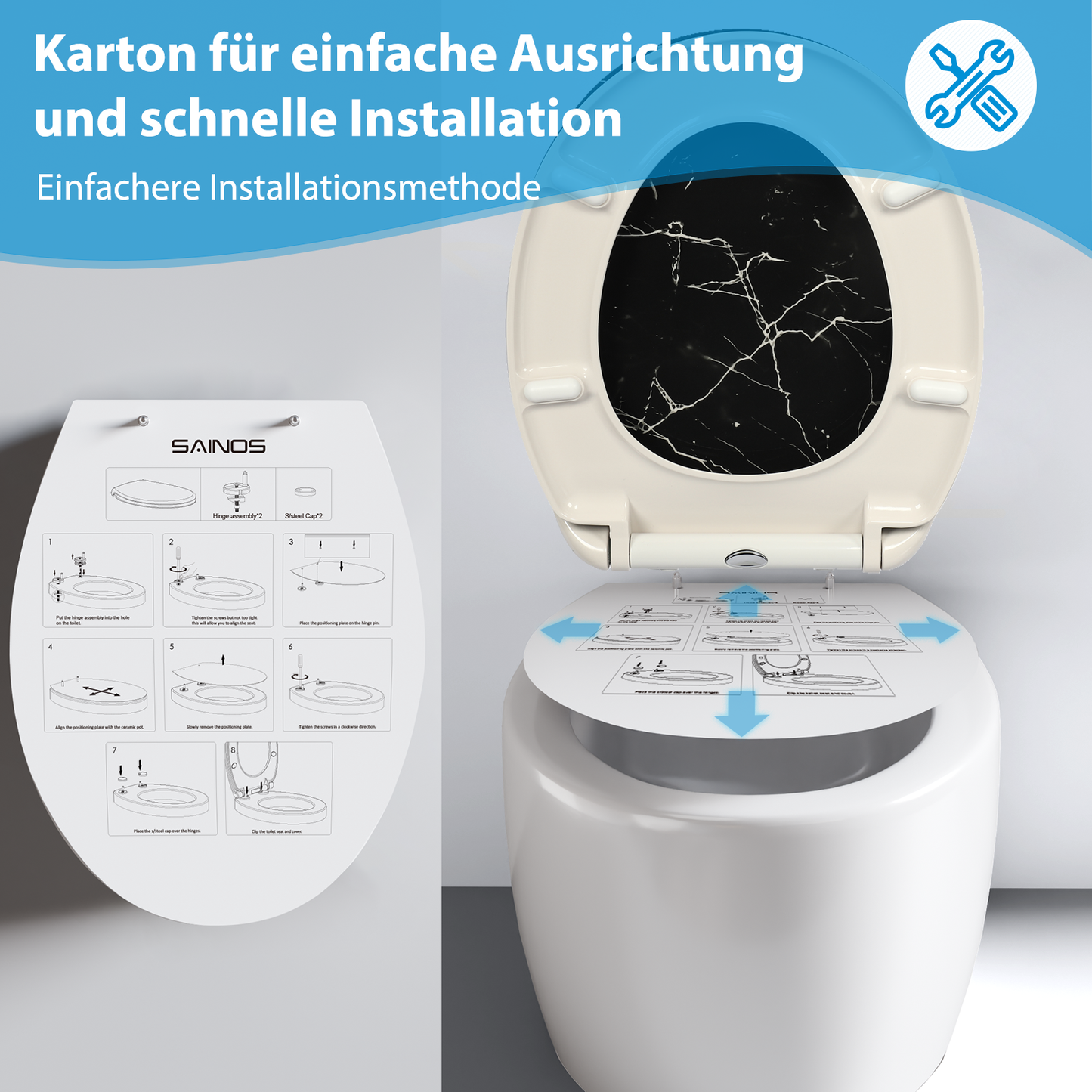 SINOBATH Duroplast WC-Sitz O-Form, Korn-Optik Absenkautomatik — UF12-351