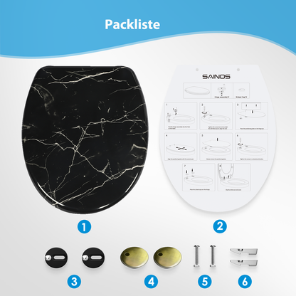 SINOBATH Duroplast WC-Sitz O-Form, Korn-Optik Absenkautomatik — UF12-351