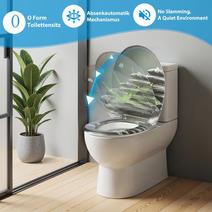 SINOBATH Duroplast WC-Sitz O-Form, Kleines Gras-Optik Absenkautomatik — UF12-421