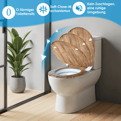 SAINOS O-förmiger Premium-Duroplast Toilettensitz Toilettendeckel, WC Sitz mit Absenkautomatik, Quick-Release Funktion für einfach Reinigung, O Form Weiß Toilettensitz mit Verstellbaren Scharnieren(UF12-434)