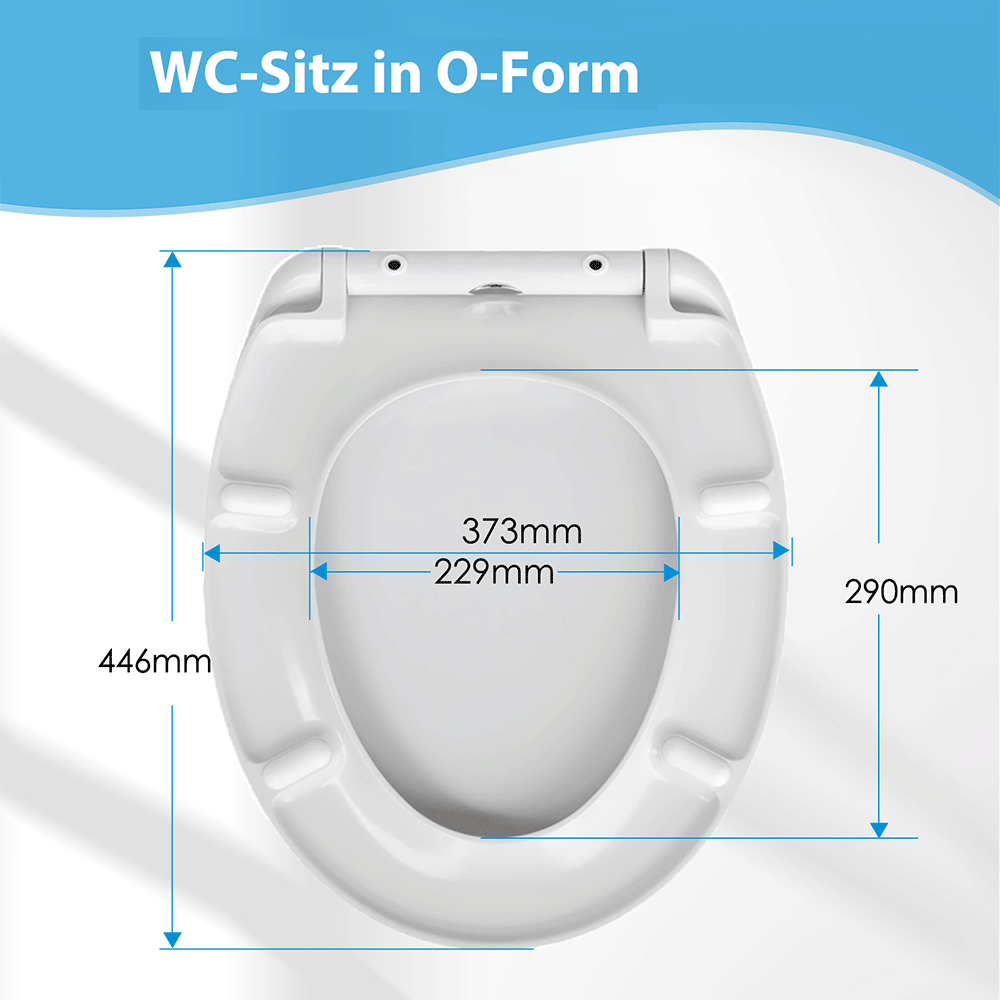 SAINOS O-förmiger Premium-Duroplast Toilettensitz Toilettendeckel, WC Sitz mit Absenkautomatik, Quick-Release Funktion für einfach Reinigung, O Form Weiß Toilettensitz mit Verstellbaren Scharnieren（UF12-W-O）