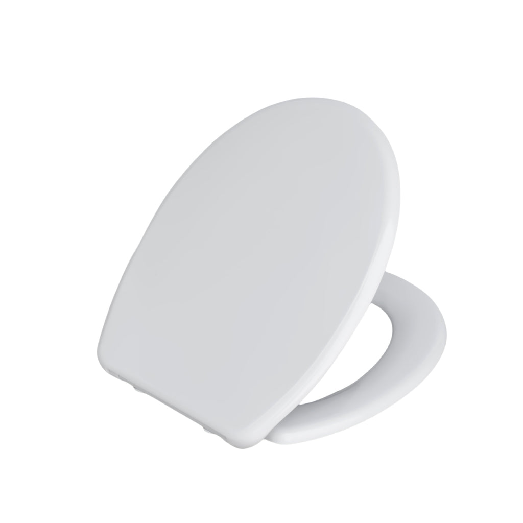 SAINOS O-förmiger Premium-Duroplast Toilettensitz Toilettendeckel, WC Sitz mit Absenkautomatik, Quick-Release Funktion für einfach Reinigung, O Form Weiß Toilettensitz mit Verstellbaren Scharnieren（UF12-W-O）