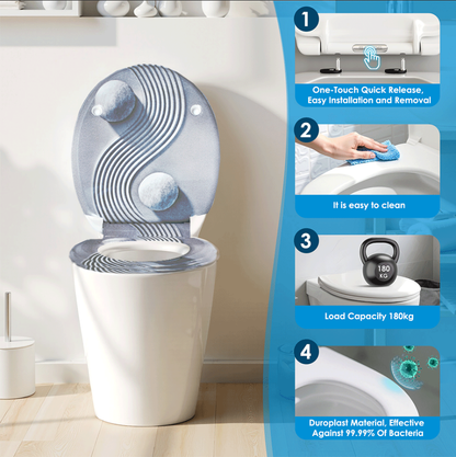 SAINOS O-förmiger Premium-Duroplast Toilettensitz Toilettendeckel, WC Sitz mit Absenkautomatik, Quick-Release Funktion für einfach Reinigung, O Form Weiß Toilettensitz mit Verstellbaren Scharnieren(UF12-01)