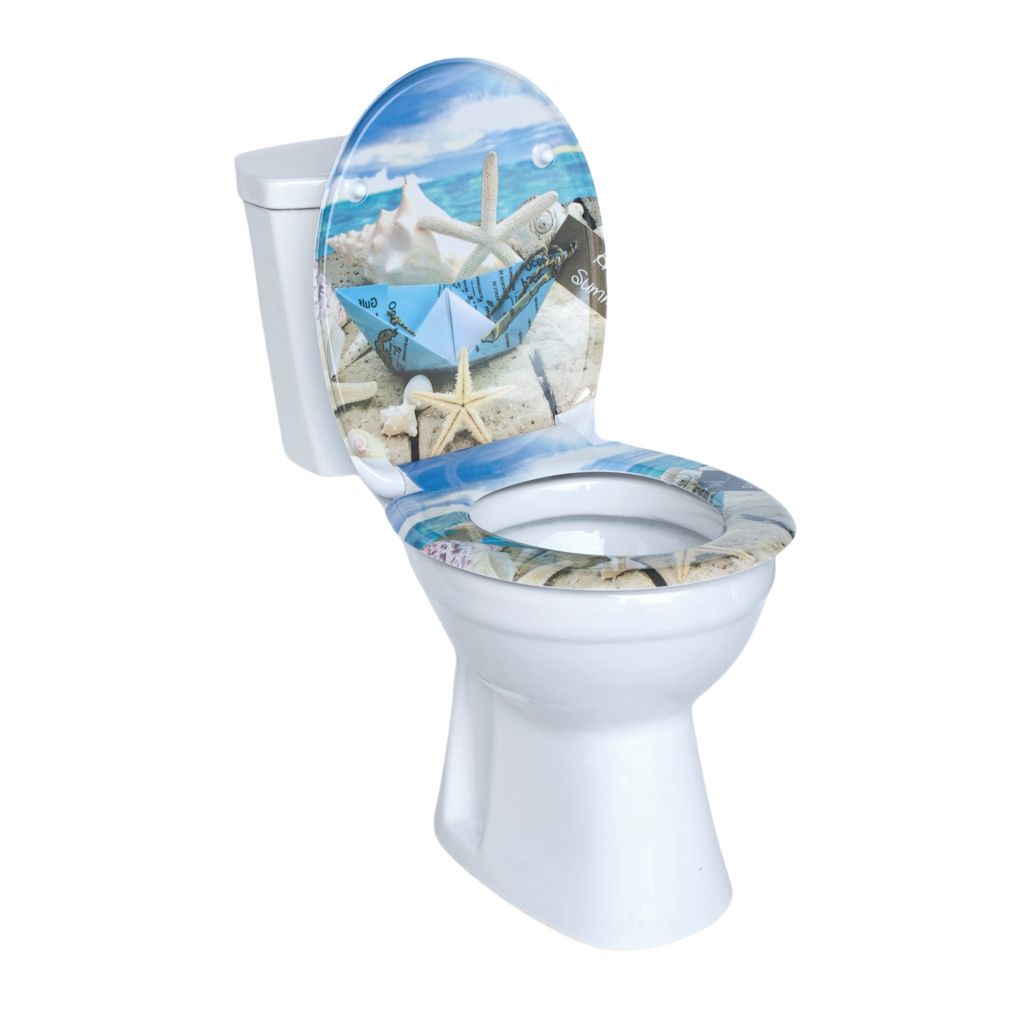 SAINOS O-förmiger Premium-Duroplast Toilettensitz Toilettendeckel, WC Sitz mit Absenkautomatik, Quick-Release Funktion für einfach Reinigung, O Form Weiß Toilettensitz mit Verstellbaren Scharnieren（UF12-368）