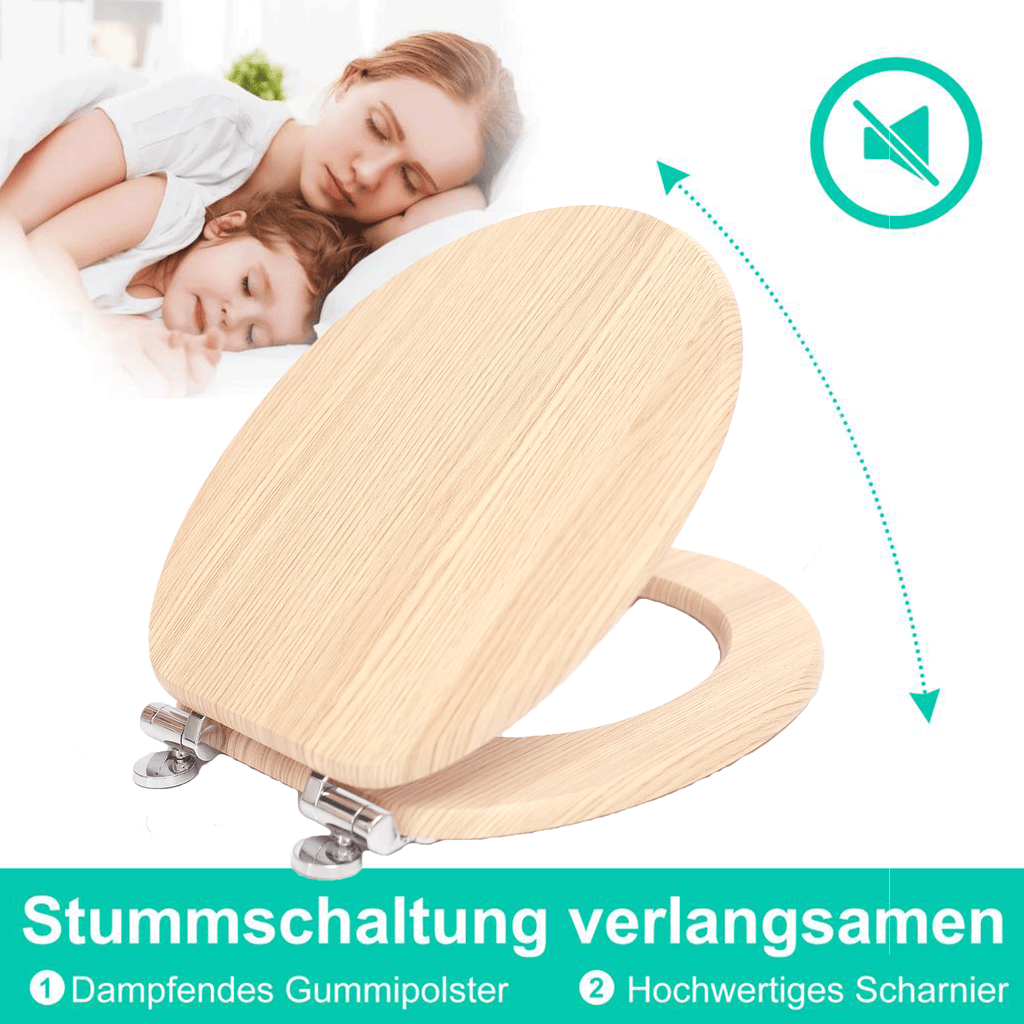 SINOBATH MDF-Holzkern, WC-Sitz Toilettensitz mit Absenkautomatik, Softclose-Scharnier (W042)