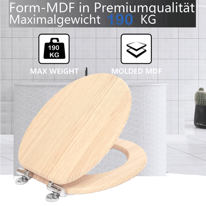 SINOBATH MDF-Holzkern, WC-Sitz Toilettensitz mit Absenkautomatik, Softclose-Scharnier (W042)