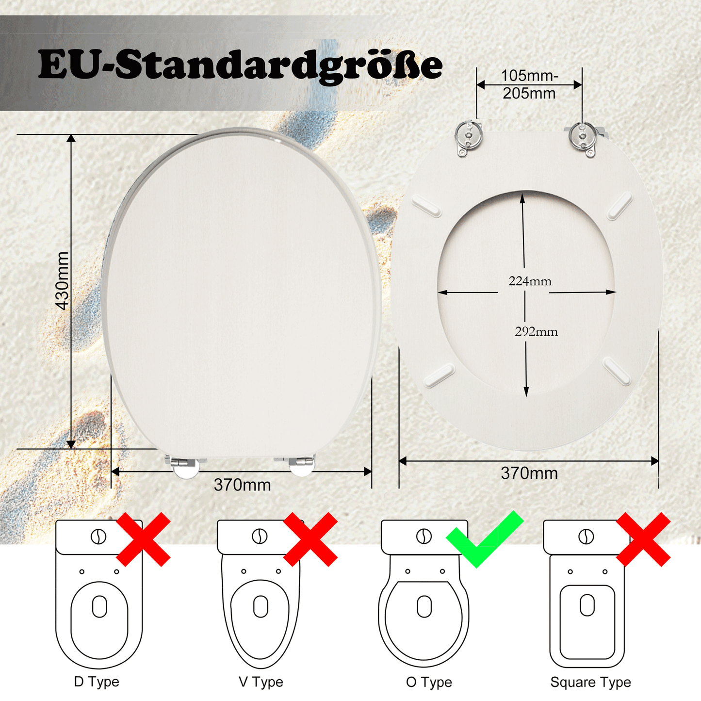 SINOBATH MDF-Holzkern, WC-Sitz Toilettensitz mit Absenkautomatik, Softclose-Scharnier (W099)