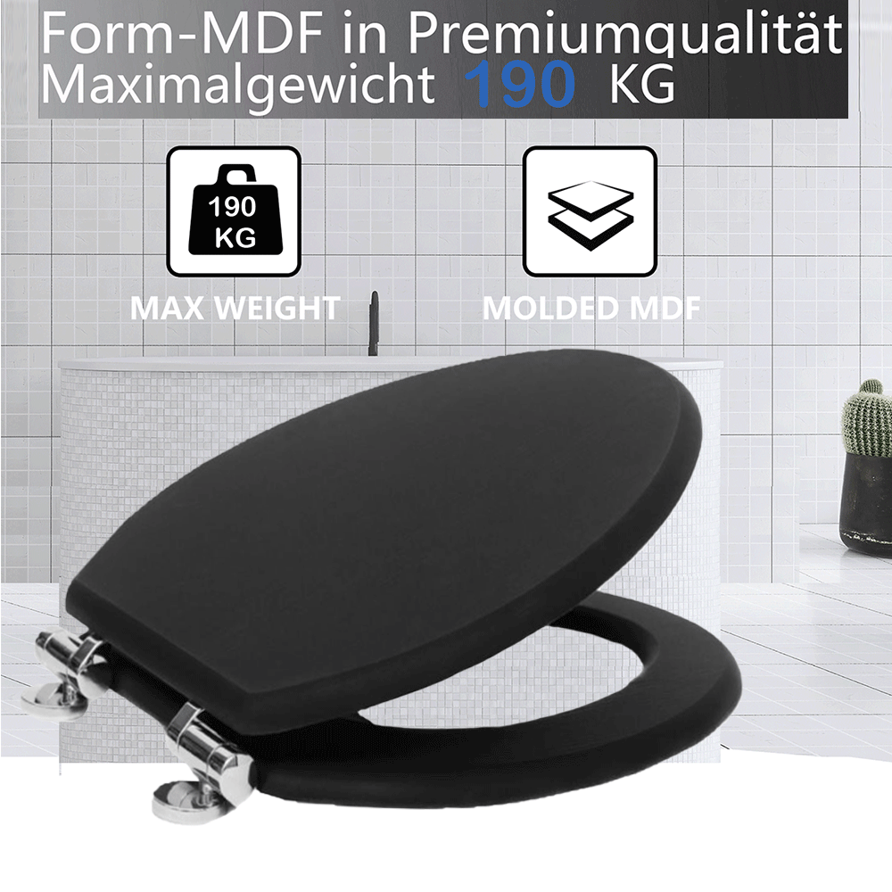 SINOBATH MDF-Holzkern, WC-Sitz Toilettensitz mit Absenkautomatik, Softclose-Scharnier(W100)
