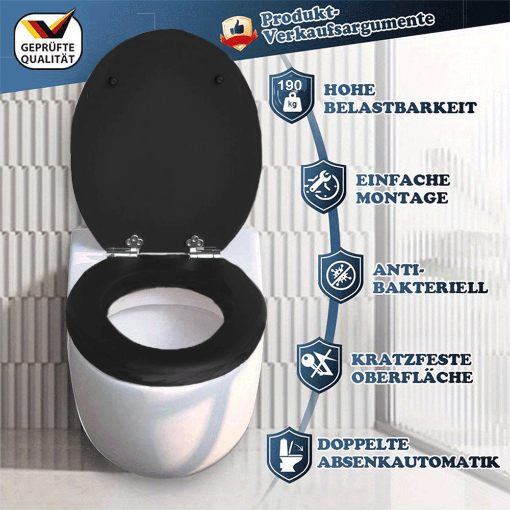 SINOBATH MDF-Holzkern, WC-Sitz Toilettensitz mit Absenkautomatik, Softclose-Scharnier(W100)