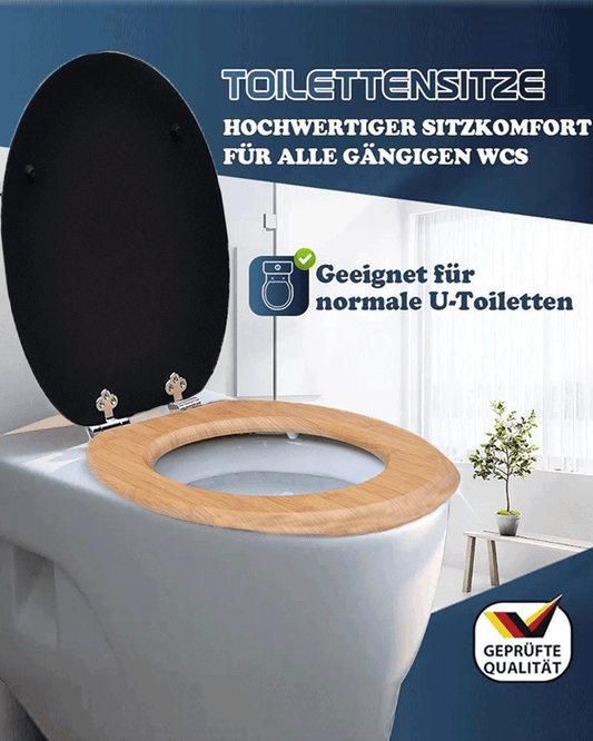 SINOBATH (W103) mit Absenkautomatik, Softclose-Scharnier,MDF-Holzkern, WC-Sitz Toilettensitz （schwarz+gold）