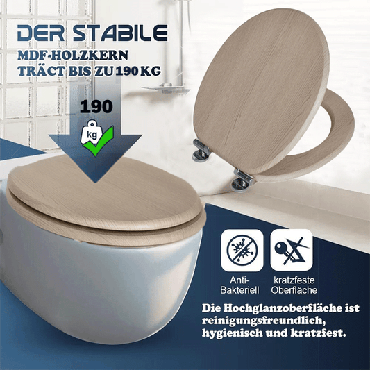 SINOBATH MDF-Holzkern, WC-Sitz Toilettensitz mit Absenkautomatik, Softclose-Scharnier（W104)