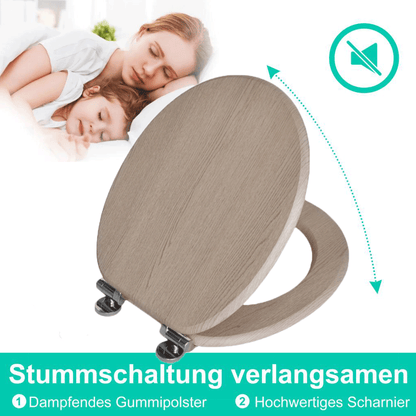SINOBATH MDF-Holzkern, WC-Sitz Toilettensitz mit Absenkautomatik, Softclose-Scharnier（W104)