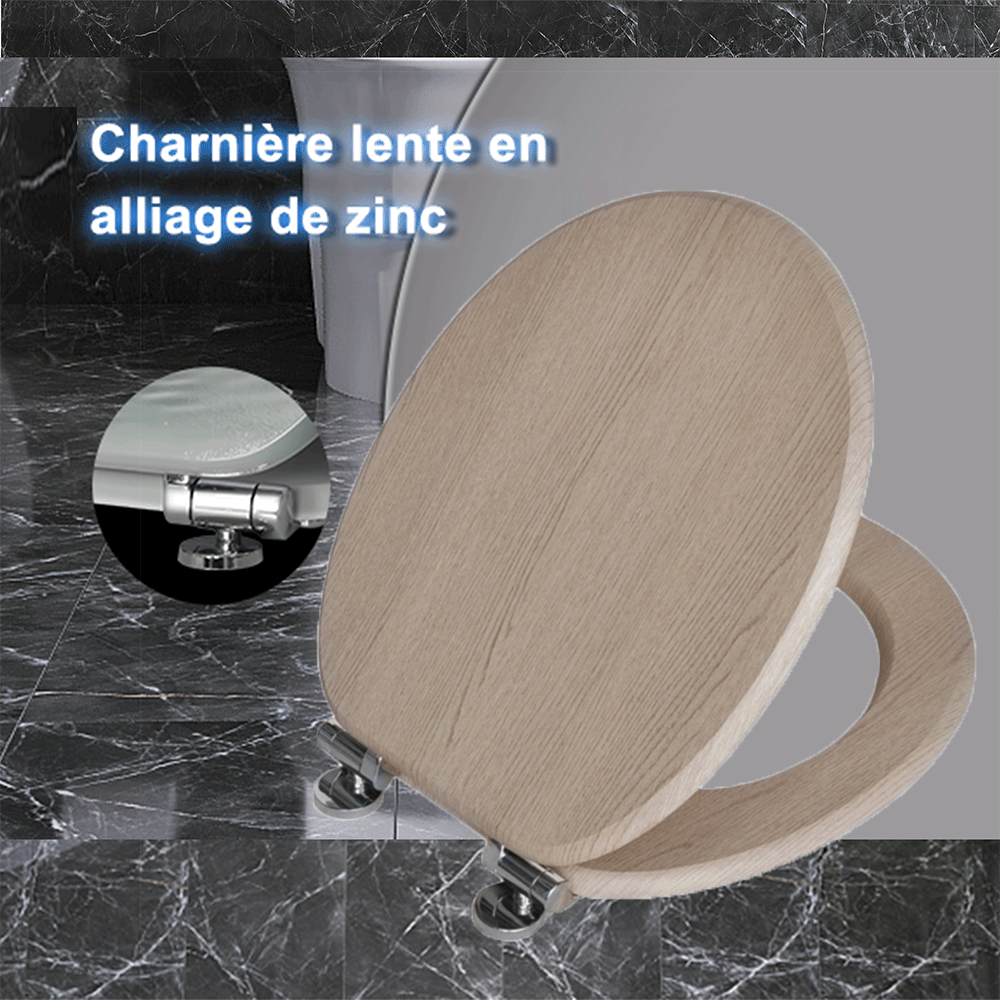 SINOBATH MDF-Holzkern, WC-Sitz Toilettensitz mit Absenkautomatik, Softclose-Scharnier（W104)