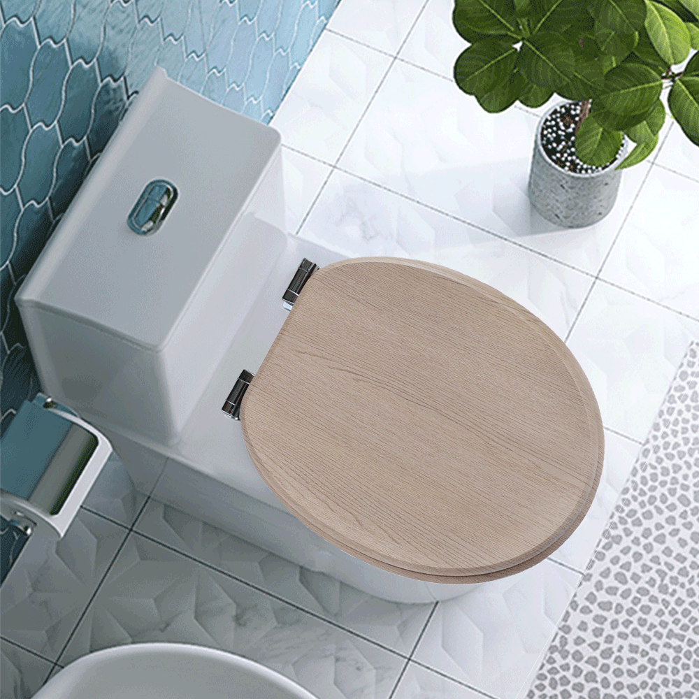 SINOBATH MDF-Holzkern, WC-Sitz Toilettensitz mit Absenkautomatik, Softclose-Scharnier（W104)