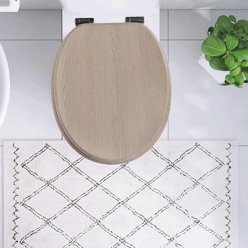 SINOBATH MDF-Holzkern, WC-Sitz Toilettensitz mit Absenkautomatik, Softclose-Scharnier（W104)