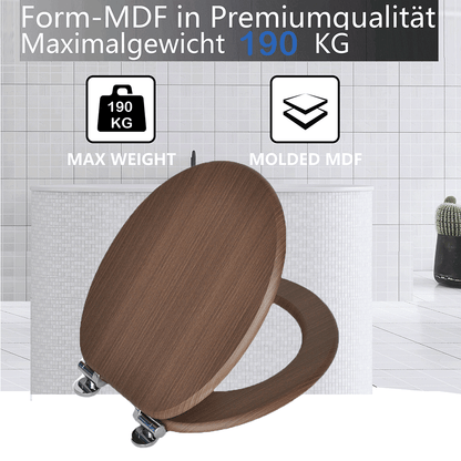 SINOBATH MDF-Holzkern, WC-Sitz Toilettensitz mit Absenkautomatik, Softclose-Scharnier (W106)