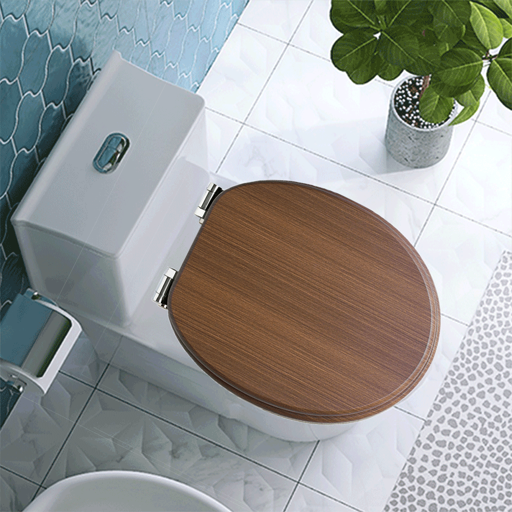 SINOBATH MDF-Holzkern, WC-Sitz Toilettensitz mit Absenkautomatik, Softclose-Scharnier (W106)