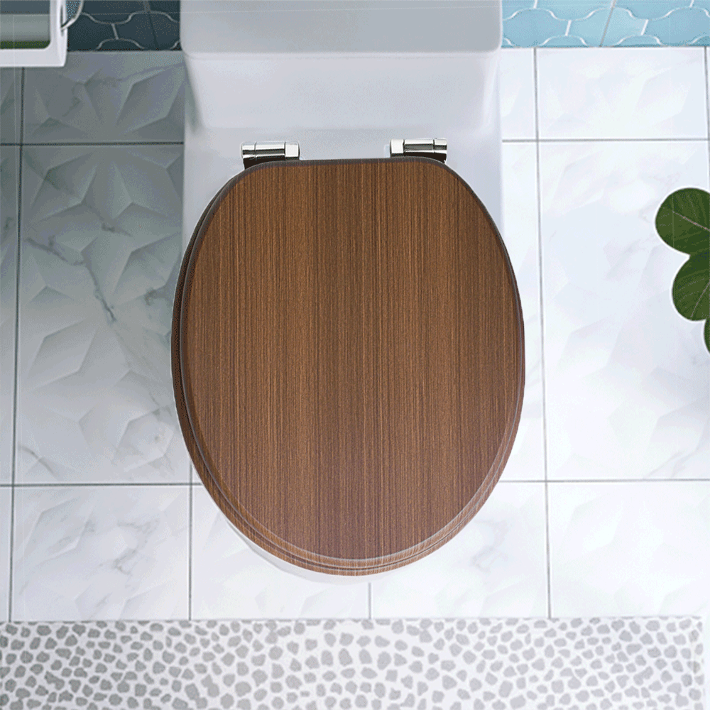 SINOBATH MDF-Holzkern, WC-Sitz Toilettensitz mit Absenkautomatik, Softclose-Scharnier (W106)