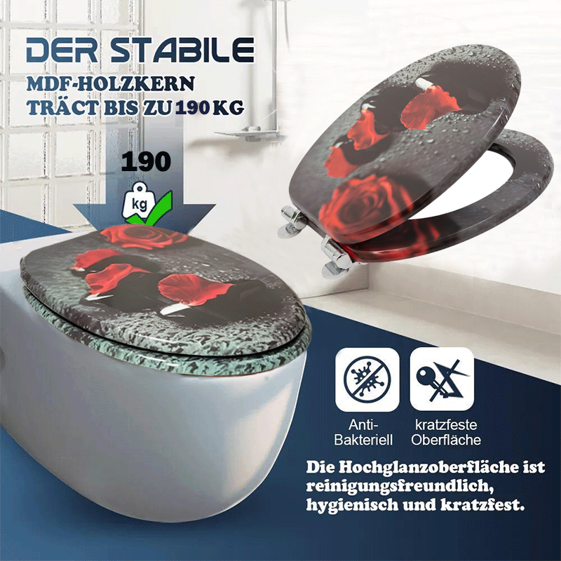 SINOBATH MDF WC-Sitz Blume Softclose Toilettensitz — H165