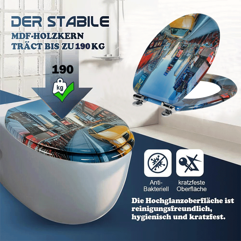 SINOBATH MDF WC-Sitz Stadt Softclose Toilettensitz — H363