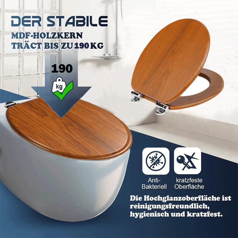 SINOBATH MDF WC-Sitz Holzmaserung Softclose Toilettensitz — W123