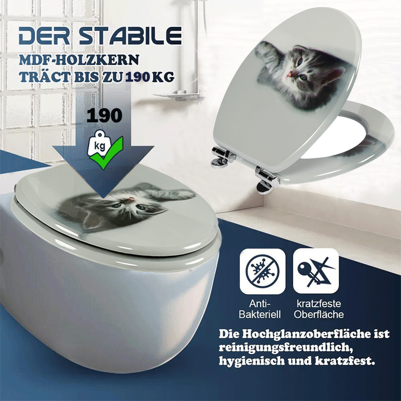 SINOBATH MDF WC-Sitz Katze Softclose Toilettensitz — H236