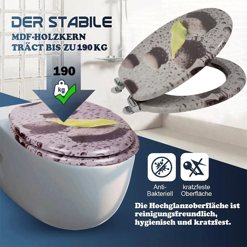 SINOBATH MDF WC-Sitz Stein Softclose Toilettensitz — H133