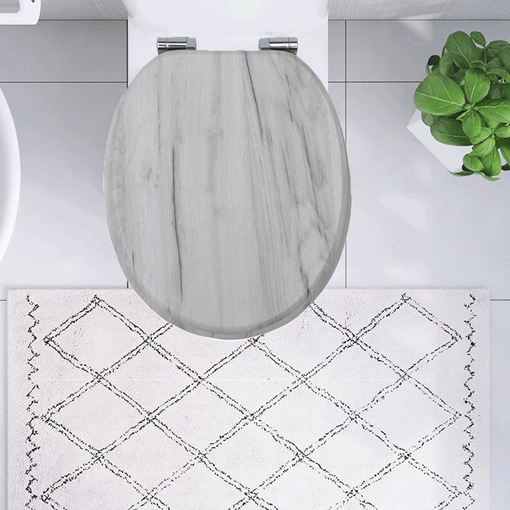 SINOBATH MDF-Holzkern, WC-Sitz Toilettensitz mit Absenkautomatik, Softclose-Scharnier（W109）