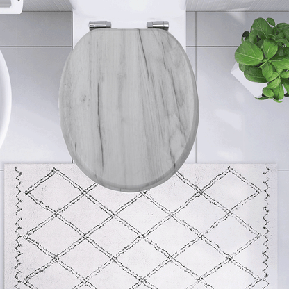 SINOBATH MDF-Holzkern, WC-Sitz Toilettensitz mit Absenkautomatik, Softclose-Scharnier（W109）